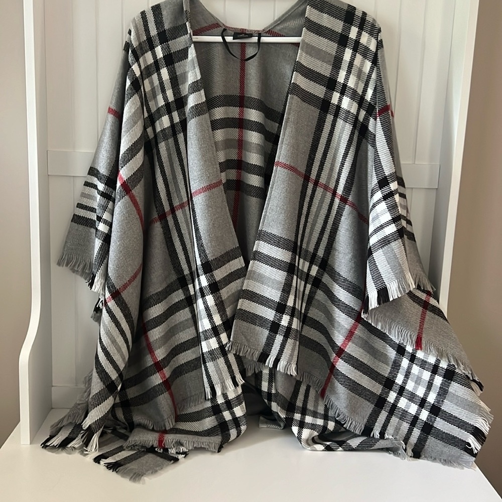 Gray Plaid Flannel Drape